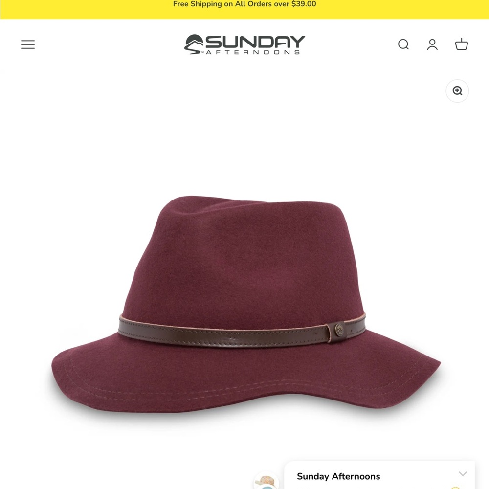 Sunday Afternoons Burgundy Fedora with Brown Band